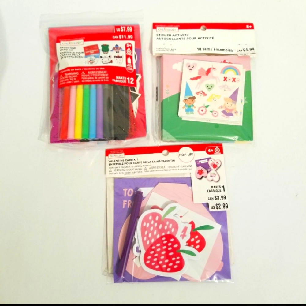 Valentines Day Kids Craft, Valentine Card Kit, Sticker Activity